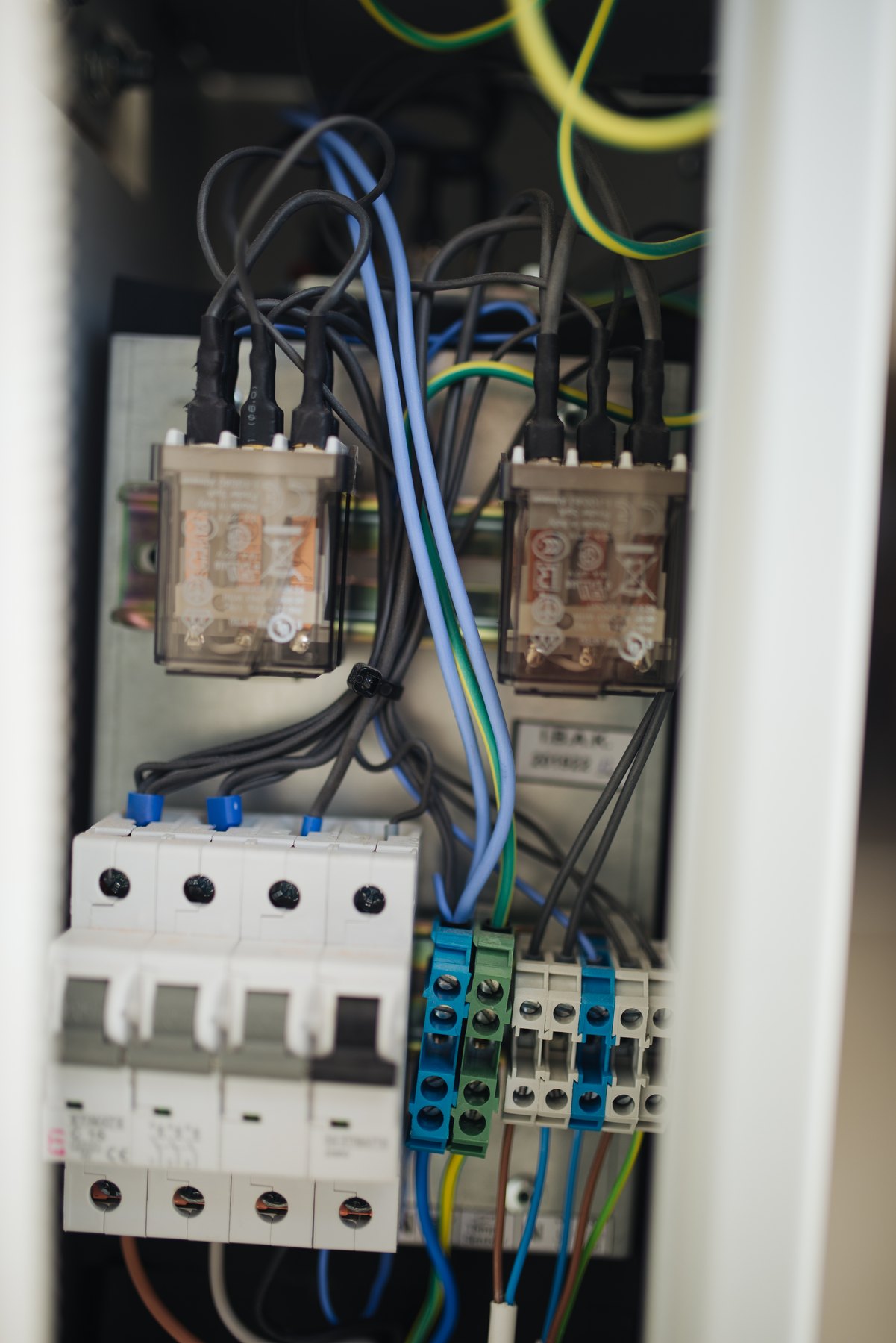 Interior of a neatly wired electrical control panel