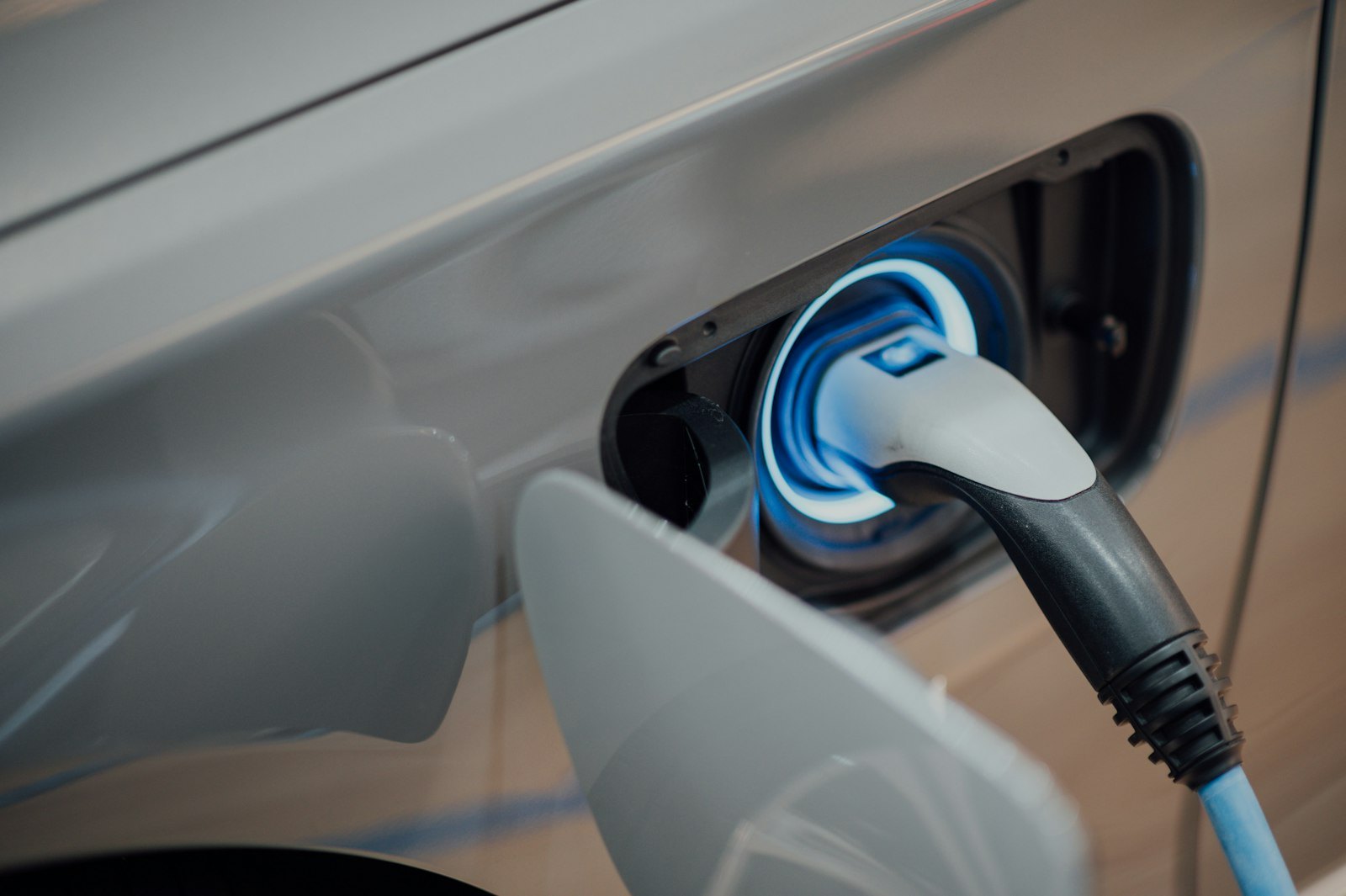 EV charging port connected at a home