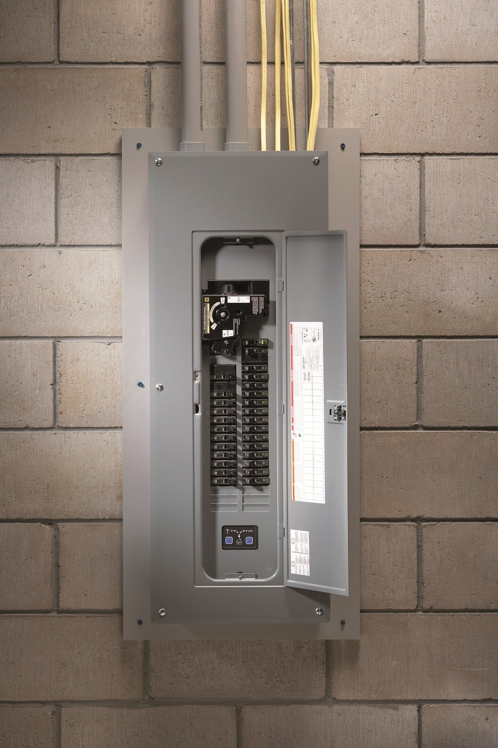 Generator transfer switch and interlock at a service panel